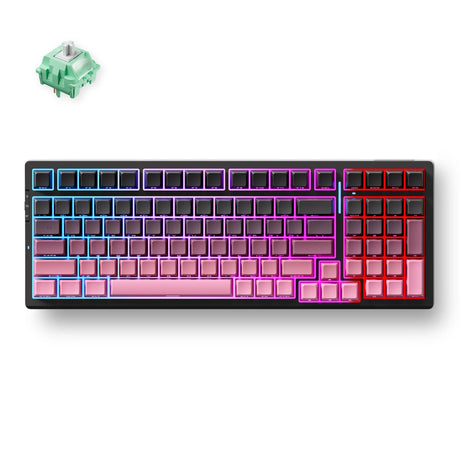 Mchose g98 pro czarna różowa kapusta tofu v2 bezprzewodowa, trójmodowa, niestandardowa mechaniczna klawiatura do gier rgb (czarna, układ amerykański (qwerty), ktt kapusta tofu v2, rgb, hot swap, grawerowany z boku pbt, bezprzewodowy | bluetooth | usb-c)