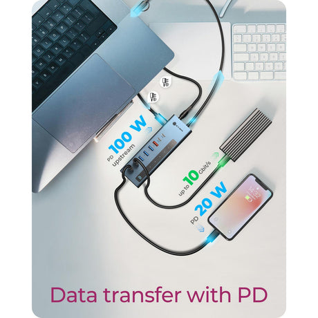 Stacja dokująca Icy Box ib-hub1743-cpd 9 w 1 (niebieska)