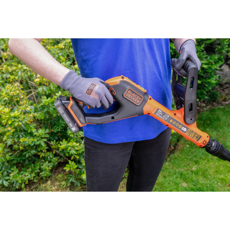 Podkaszarka Black+decker 18 V z 2 ostrzami i akumulatorową podkaszarką do trawy (czarno-pomarańczowa, 25 cm, bateria w zestawie)