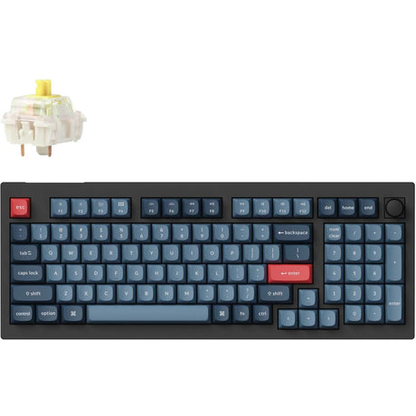 Klawiatura mechaniczna Keychron v5 max-d4 rgb (czarna, układ us (qwerty), gateron jupiter banana, 96%, diody rgb, double-shot pbt, hot swap, 2.4 | bluetooth | usb-c, pokrętło)