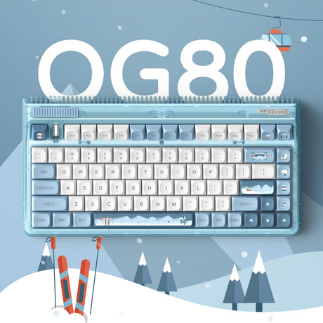 Bezprzewodowa klawiatura mechaniczna Iqunix OG80 wintertide (jasnoniebieski, układ US (QWERTY), Iqunix Moonstone Turbo, 80% (TKL), diody LED RGB, możliwość wymiany podczas pracy, PBT, 2,4 GHz | Bluetooth 5.1 | USB-C)
