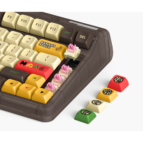Bezprzewodowa klawiatura mechaniczna Iqunix og80 happy ape (czarna, układ amerykański (qwerty), ttc święta panda, 80% (tkl), diody rgb, możliwość wymiany podczas pracy, pbt, 2,4 ghz | bluetooth 5.1 | usb-c)