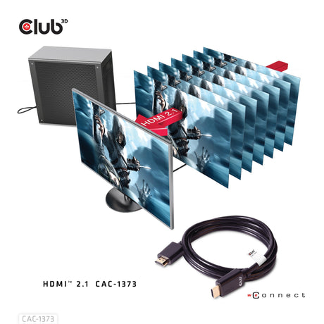 Certyfikat Club 3D ultra high speed HDMI 2.1 kabel męsko-męski (czarny, 3 metry, 4K 120 Hz, 8K 60 Hz, 48 Gb/s)