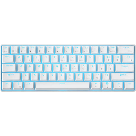 Bezprzewodowa klawiatura mechaniczna Royal Kludge RK61 (biała, układ US (QWERTY), 60%, brązowy przełącznik, RGB, hot swap, 2,4 GHz | USB-C | Bluetooth)
