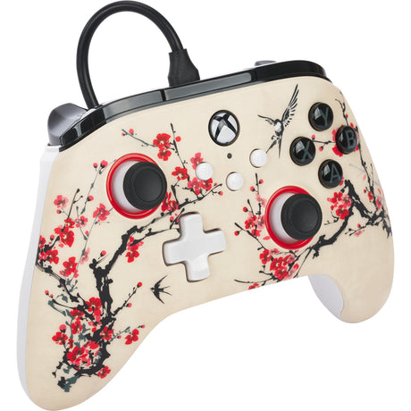 Kontroler Powera Advantage z kablem do konsoli Xbox x|s - nirwana wojownika (magnolia white, xbox series x|s, xbox one, PC)