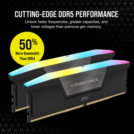 Corsair vengeance rgb 32 gb ddr5-6000 (2x 16 gb) werkgeheugen (zwart, cmh32gx5m2d6000z38, expo)