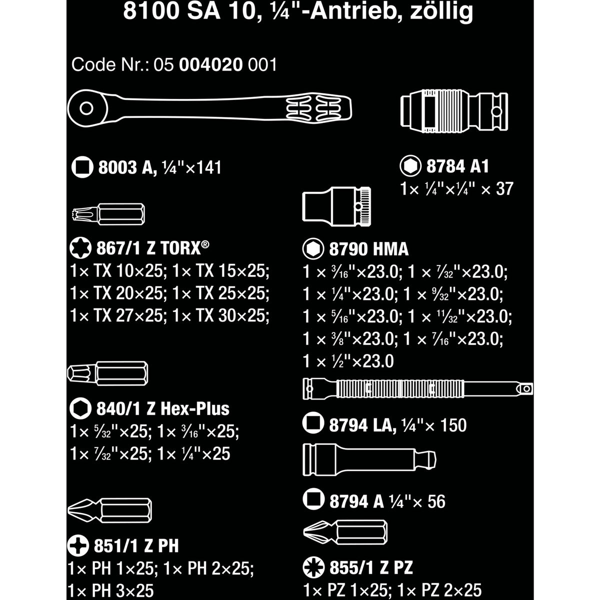 Zestaw grzechotek Wera 8100 sa 10 Zyklop 1 4