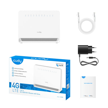 Cudy ac1200 wi-fi 4g lte-cat6 gigabitowy router lt700v mesh router (biały, mesh, aplikacja, gniazdo nano sim)