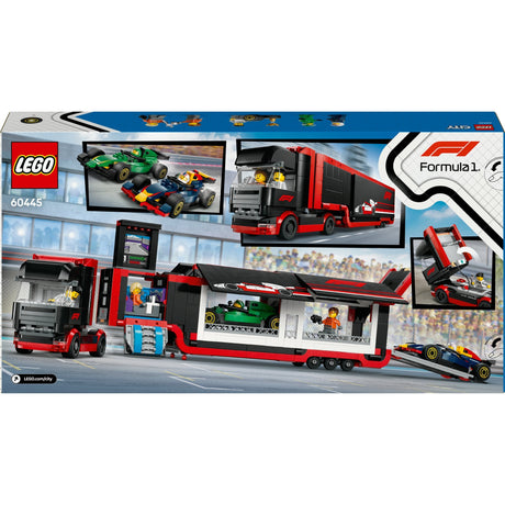 Lego City Ciężarówka F1 z zestawem samochodów RB20 i AMR24 F1® — 60445