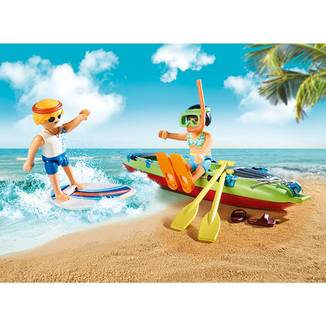 Playmobil rodzinna zabawa - wózek plażowy z zabawkami do budowy kajaków (70436)