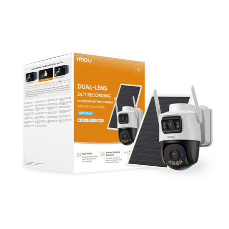 Kamera zewnętrzna Imou Aov z podwójnym obiektywem 5mp+5mp (biała, 3k, 4G LTE, WiFi 6, panel słoneczny)