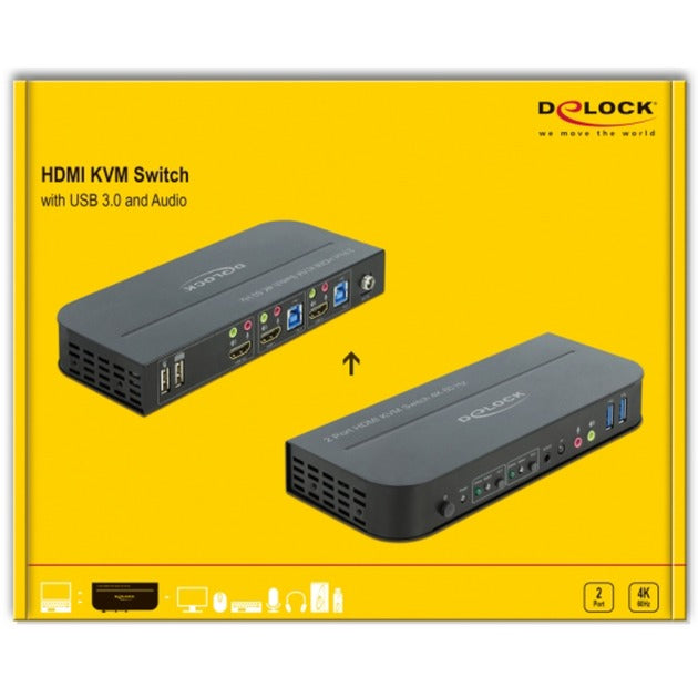 Delock Przełącznik HDMI KVM Przełącznik KVM (czarny, 4K 60 Hz, USB 3.0, audio)
