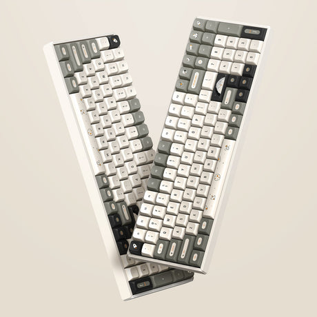 Bezprzewodowa klawiatura mechaniczna Iqunix F97 hitchhiker (szara, układ amerykański (qwerty), wiśniowy mx brązowy, 96%, diody rgb, hot-swap, pbt, 2,4 ghz | bluetooth 5.1 | usb-c)