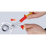 Knipex cobra vde high-tech szczypce do pomp wodnych 87 26 250 Szwedzkie szczypce do pomp wodnych (czerwono-żółte, ząbkowane powierzchnie chwytne, przebijany zawias)