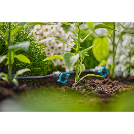 Kroplownik regulowany Gardena 1-8 l h, kroplownik z kompensacją ciśnienia (czarny turkusowy)
