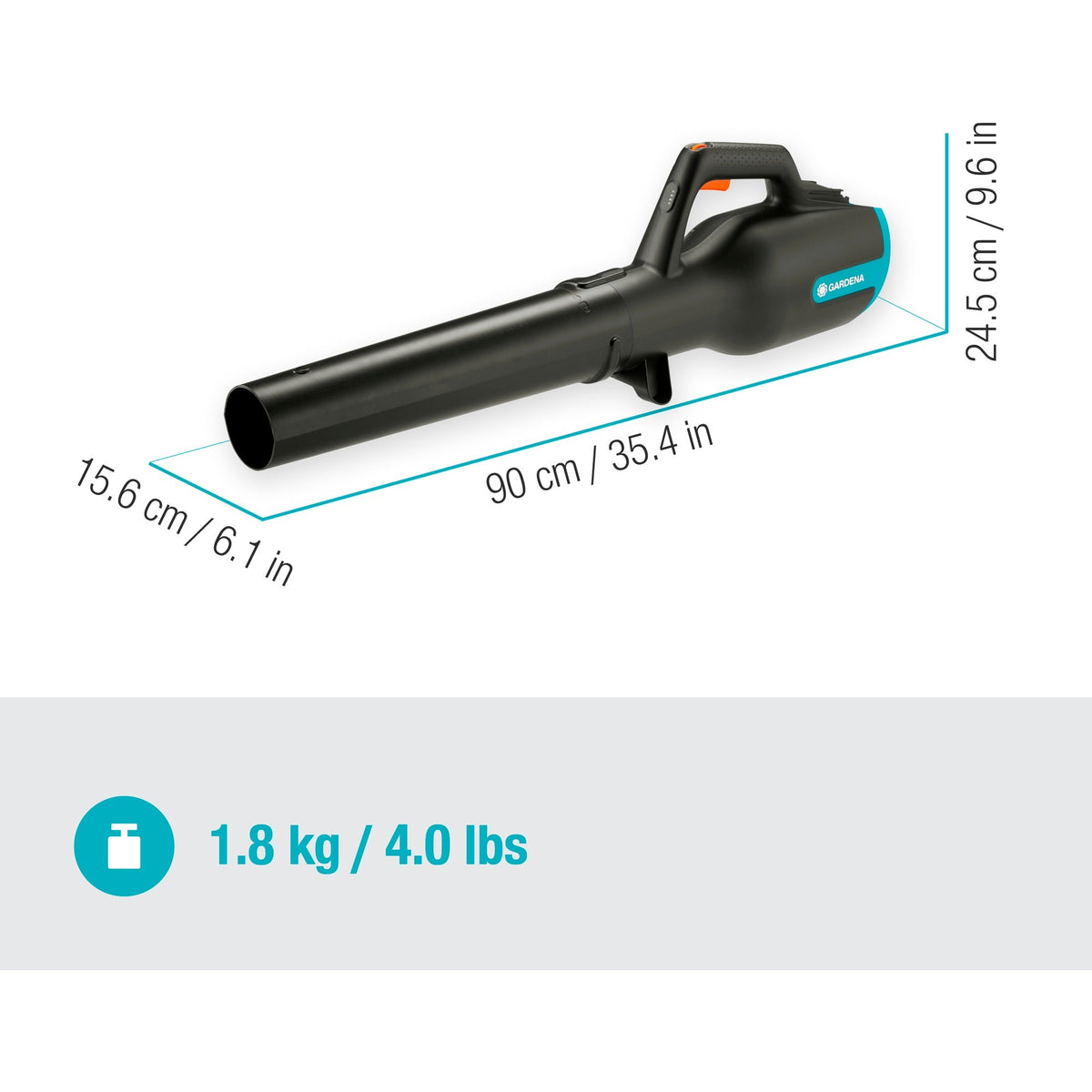 Akumulatorowa dmuchawa do liści Gardena Powerjet – 18 V p4a solo – bez baterii akumulator i ładowarka