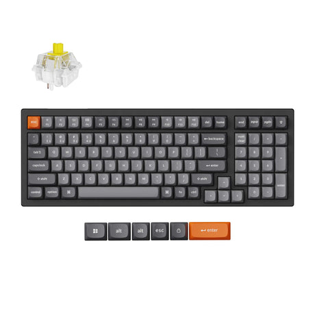 Klawiatura mechaniczna Keychron K4 Max-B4 RGB (czarna, układ US (QWERTY), super banan, 96%, RGB, podwójne klawisze PBT, Bluetooth | USB-C | 2,4 GHz)
