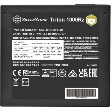 Modułowy zasilacz Silverstone Triton 1000rz o mocy 1000 W (czarny, 1x 12 V-2x6, 4x pcie)