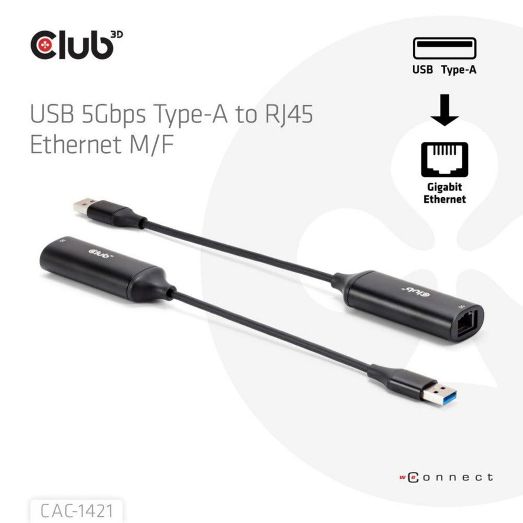 Adapter Club 3D USB-A na RJ45 Ethernet 5 Gb/s (czarny)