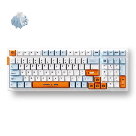 Mchose G98 Pro Orange Blue Snow Tiger Bezprzewodowa, trójmodowa, niestandardowa mechaniczna klawiatura do gier RGB (niebieska, układ amerykański (Qwerty), TTC Snow Tiger, RGB, Hot Swap, Double-Shot PBT, bezprzewodowa | Bluetooth | USB-C)