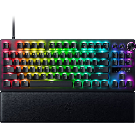 Mechaniczna klawiatura do gier Razer Huntsman V3 Pro TKL RGB (czarna, układ US (QWERTY), analogowa optyczna gen 2, 80% (TKL), double-shot PBT)