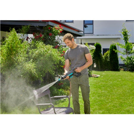 Gardena aquaclean 24 18 v p4a zestaw do czyszczenia ciśnieniowego premium (szary turkus, 14800-31, bateria w zestawie)