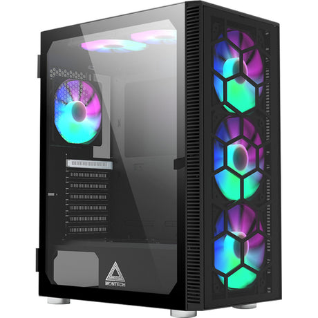 Obudowa midi tower ze szkła Montech x3 (czarna | 3x USB-A | RGB | szkło hartowane)