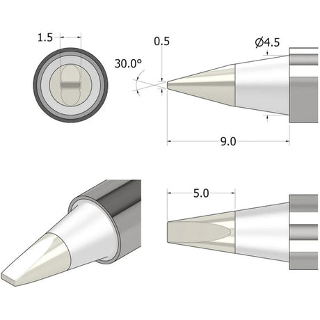 Grot lutowniczy Ifixit fixhub w kształcie dłuta, lutownica 1,5 mm (srebrna)