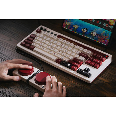 Klawiatura mechaniczna 8bitdo retro edycja rodzinna (beżowy, układ us (qwerty), kailh box biały, 80% (tkl), bluetooth low Energy, bezprzewodowa 2.4g, USB)