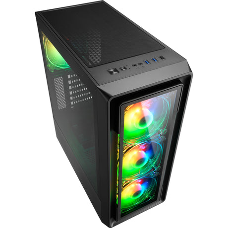 Obudowa midi tower Sharkoon tk4 rgb (czarna | 4x usb-a | rgb | szkło hartowane)