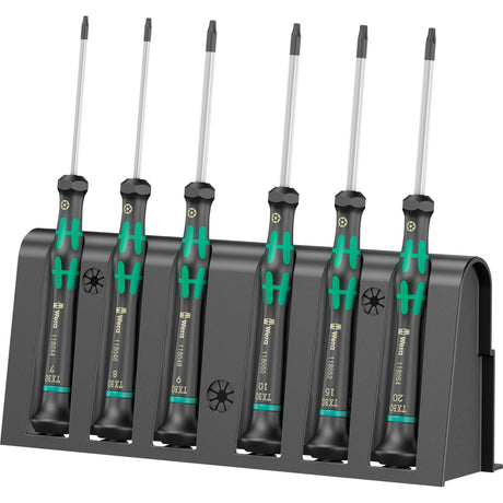 Zestaw wkrętaków Torx Bo Wera 2067 6 do elektroniki + stojak (czarno-zielony, 6 szt.)
