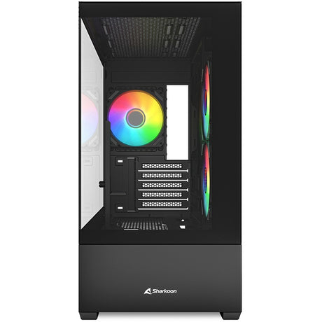 Obudowa mini tower Sharkoon mk6 rgb (czarna | 2x usb-a | 1x usb-c | rgb | szkło hartowane)