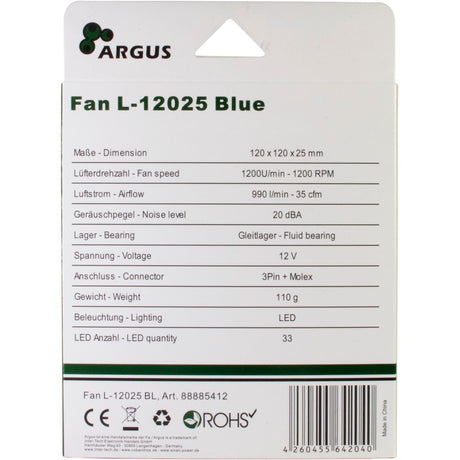 Wentylator obudowy Inter-tech l-12025 120x120x25mm (czarny, 120x120x25 mm)