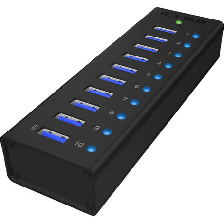 Icy box ib-ac6110 koncentrator USB (czarny, 10x porty USB 3.0)