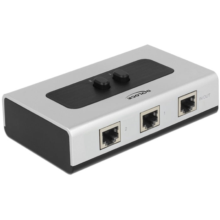 Przełącznik Delock rj45 10 100 1000 mb/s 2 porty (szary czarny)