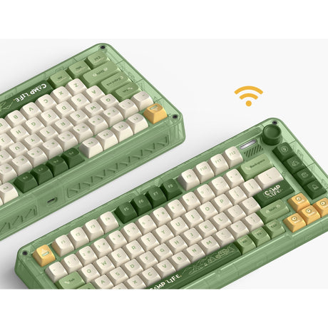 Bezprzewodowa klawiatura mechaniczna kempingowa Iqunix Zx75 (zielona, układ amerykański (Qwerty), iqunix moonstone, 75%, diody rgb, możliwość wymiany podczas pracy, podwójny strzał pbt, 2,4 GHz | bluetooth 5.1 | usb-c)