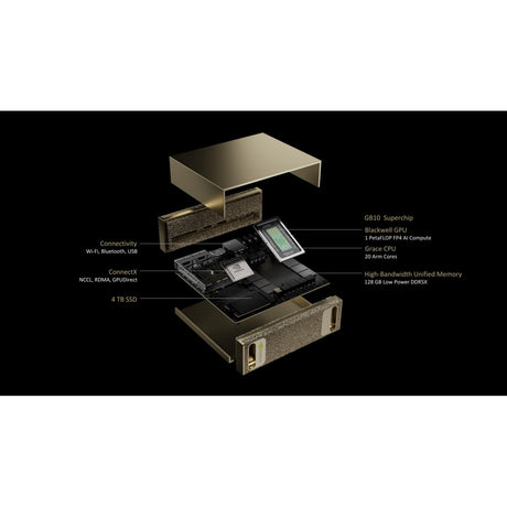 System komputerowy Nvidia® DGX Spark Founders Edition (złoty | NVIDIA GB10 Superchip | NVIDIA Blackwell | 128 GB | 4 TB SSD)