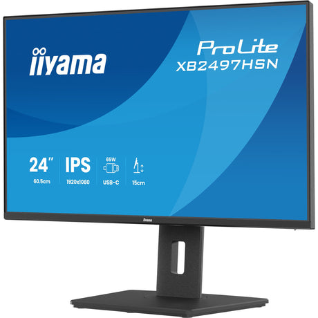 Monitor Iiyama prolite xb2497hsn-b1 23.8 (czarny (matowy), 100 Hz, HDMI, Display Port, USB-C, audio, LAN)
