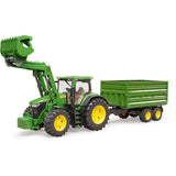 Bruder John Deere 7R 350 z ładowaczem czołowym i przyczepą transportową model pojazdu (03155)