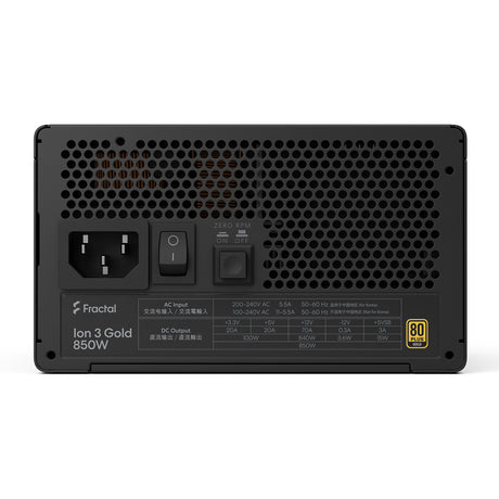 Modułowy zasilacz Fractal Design ion gold 3 o mocy 850 W (czarny, 1x 12v-2x6, 3x pcie)