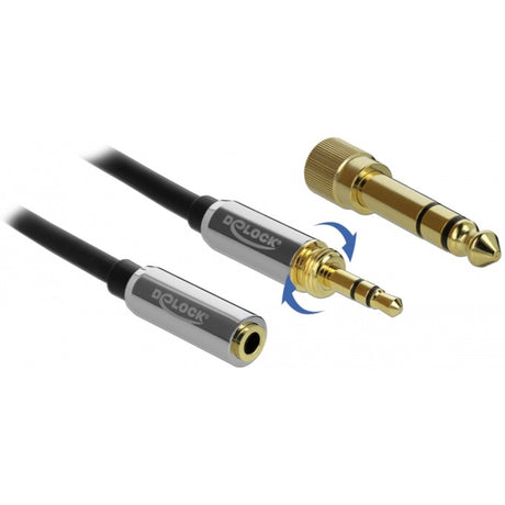 Delock kabel przedłużający z wtykiem stereo jack 3,5 mm 3-pin, męski > żeński (czarny, 0,5 metra)