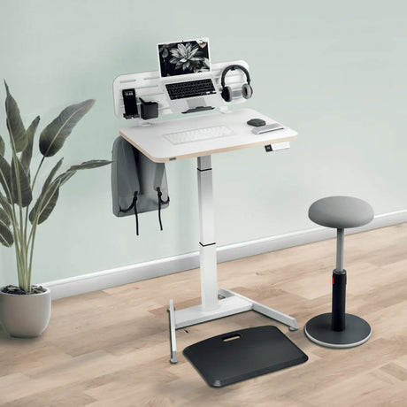 Biurko Leitz ergo typu sit-stand elektryczne - regulowana wysokość - małe biurko - z funkcją pamięci - 80 x 60 cm - biały