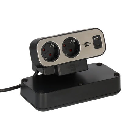 Brennerstuhl ®estilo listwa zasilająca duplex z włącznikiem i USB-C (listwa zasilająca z zasilaniem USB-C do szybkiego ładowania, 1x USB-C i 1x USB-A, 10x gniazda, kabel 2m)