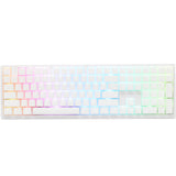 Ducky zero 6108 czysta biała mechaniczna klawiatura do gier rgb (biała, układ amerykański (qwerty), wiśnia mx2a czerwona, 100%, diody rgb, double-shot pbt, hot swap, 2,4 ghz | bluetooth | usb-c)