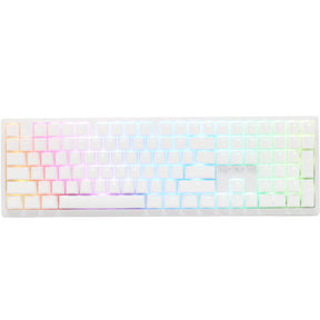 Ducky zero 6108 czysta biała mechaniczna klawiatura do gier rgb (biała, układ amerykański (qwerty), wiśnia mx2a czerwona, 100%, diody rgb, double-shot pbt, hot swap, 2,4 ghz | bluetooth | usb-c)