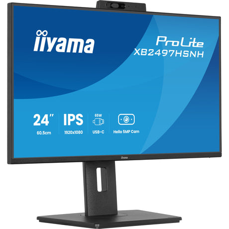 Monitor Iiyama prolite xb2497hsnh-b1 23.8 (czarny, hdmi, displayport, lan, audio, usb-c, kamerka internetowa)