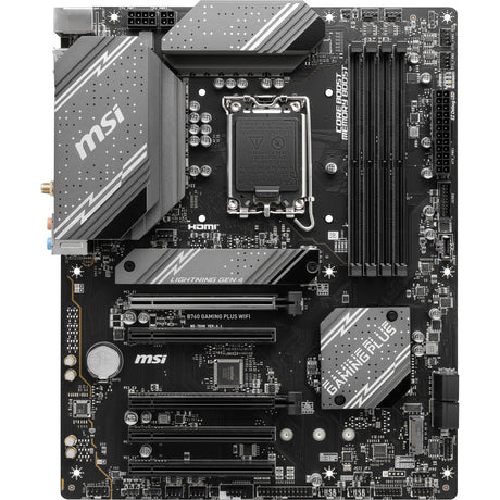 Płyta główna MSI B760 Gaming Plus Wi-Fi Socket 1700 (szary czarny, RAID, 2,5 GB LAN, Wi-Fi 6e, BT, dźwięk, ATX)