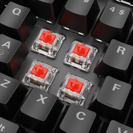 Mechaniczna klawiatura do gier Sharkoon Skiller SGK20 RGB (czarna, układ US (QWERTY), Huano Red, 100%, RGB)