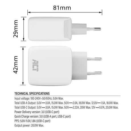 Ładowarka USB akt ac2122 biała