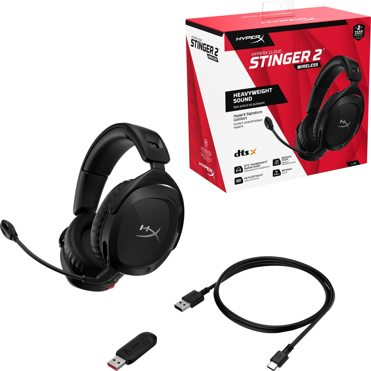 Bezprzewodowy nauszny zestaw słuchawkowy do gier Hyperx Cloud Stinger 2 (czarny)